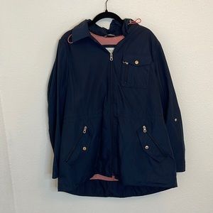 Nautica Navy Rain Jacket with Detachable Hood Size XL Petite - Navy Blue